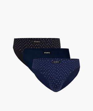 Мужские трусы (3шт) слипы спорт Atlantic 3MP-100, темно-синий + темно-синий + темно-голубой