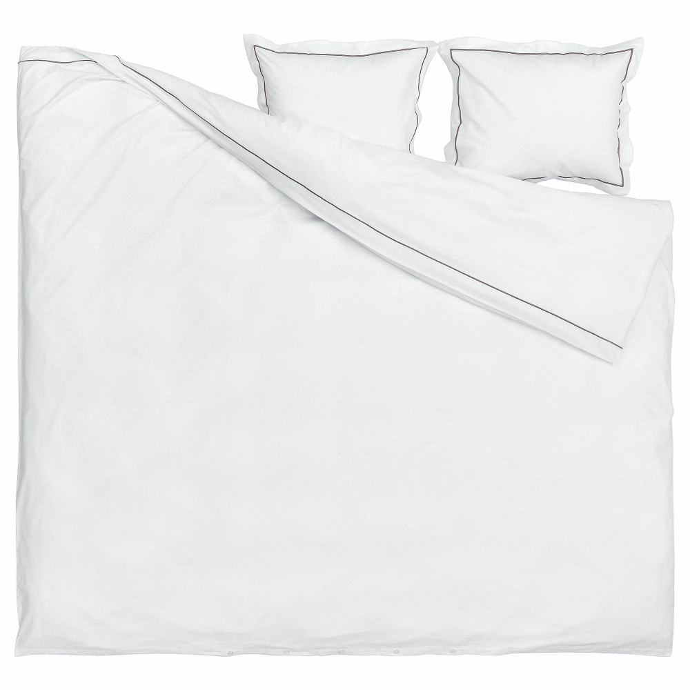 Комплект постельного белья IKEA SILVERTISTEL (СИЛВЕРТИСТЕЛ), Двуспальный, Белый, 240x220, 50x80 см