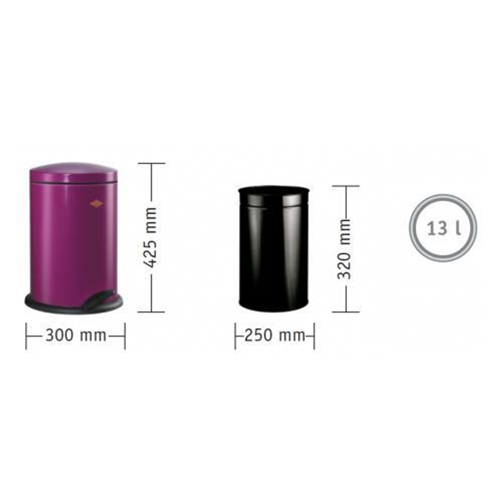 Ведро для мусора 13л Wesco Pedal Bin 116 матовый белое