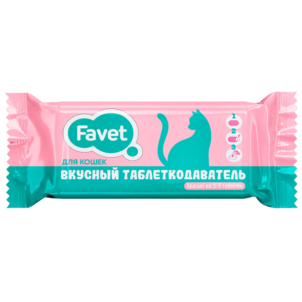Вкусный таблеткодаватель для кошек Favet (12 шт.), ПЭТ-банка