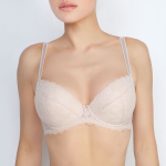 Кружевной пуш-ап бюстгальтер на каркасах с трехразрезной чашкой (Размер: 90B) (Цвет: пудровый)