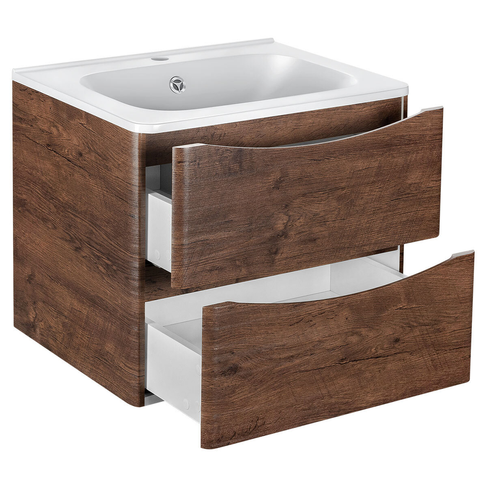 Тумба под раковину Vincea Paola 600 подвесная, 2 выкатных ящика soft close, R.Wood