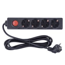 S-GCU4-3B BLACK Удлинитель серии Ultra. шнур 3м.. 4 гнезда. 16A. с-з. Черный. TM Uniel