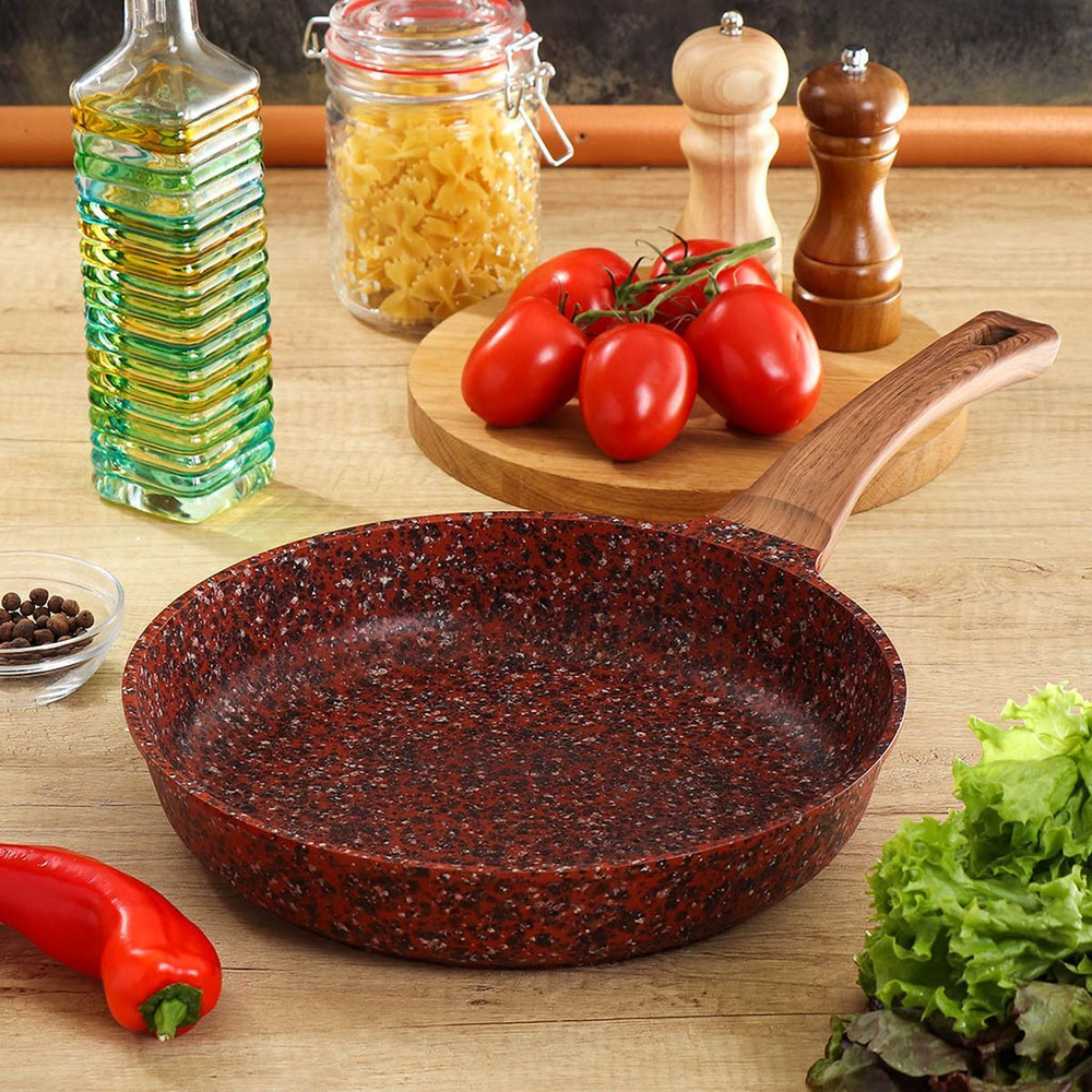 Сковорода алюминий, 28 см, антиприг, Гурман, Granit Red, красн, ГМ2801 ГР, с дерев ручк
