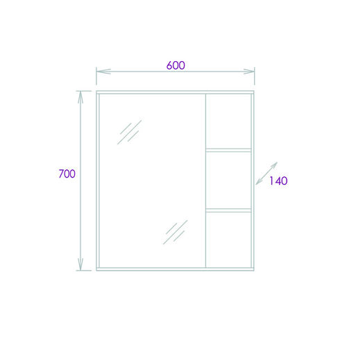 Зеркало-шкаф Onika Тимбер 60.00 Универсальный, Дуб сонома (206070)