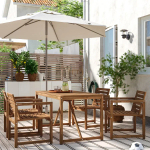 Стол + 4 стула с подлокотниками - IKEA NÄMMARÖ/NAMMARO/ НАММАРО ИКЕА, 67х66х7 см, коричневый