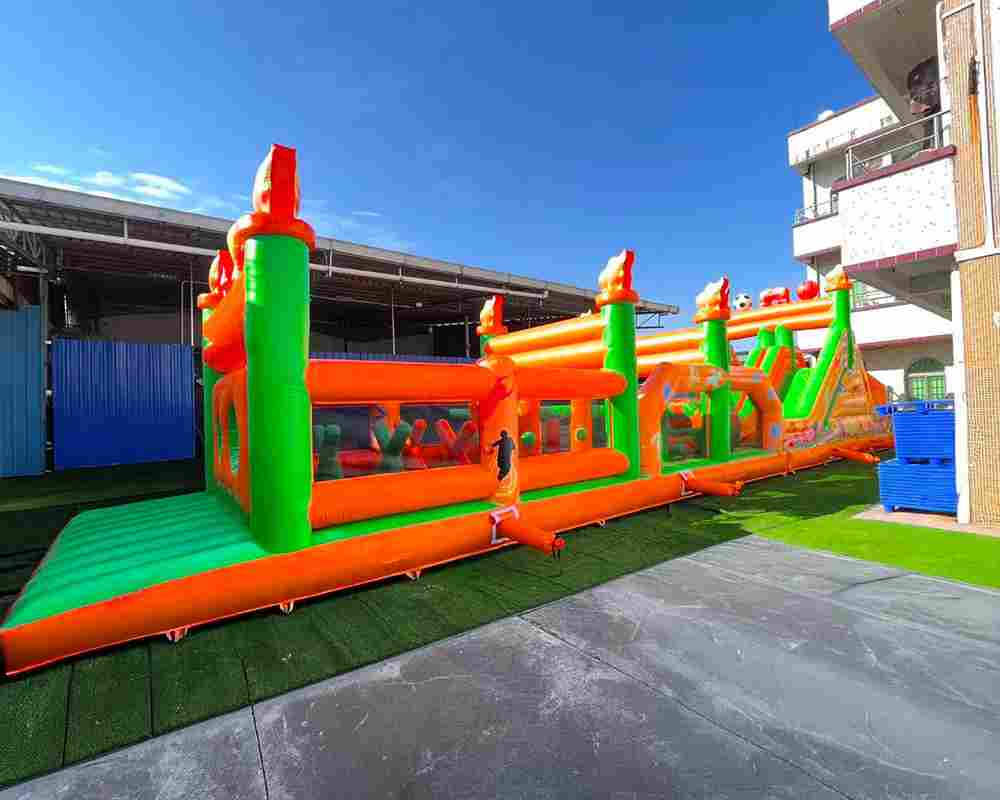 Коммерческая надувная полоса препятствий «Огненный рубеж», 15×3×4 м