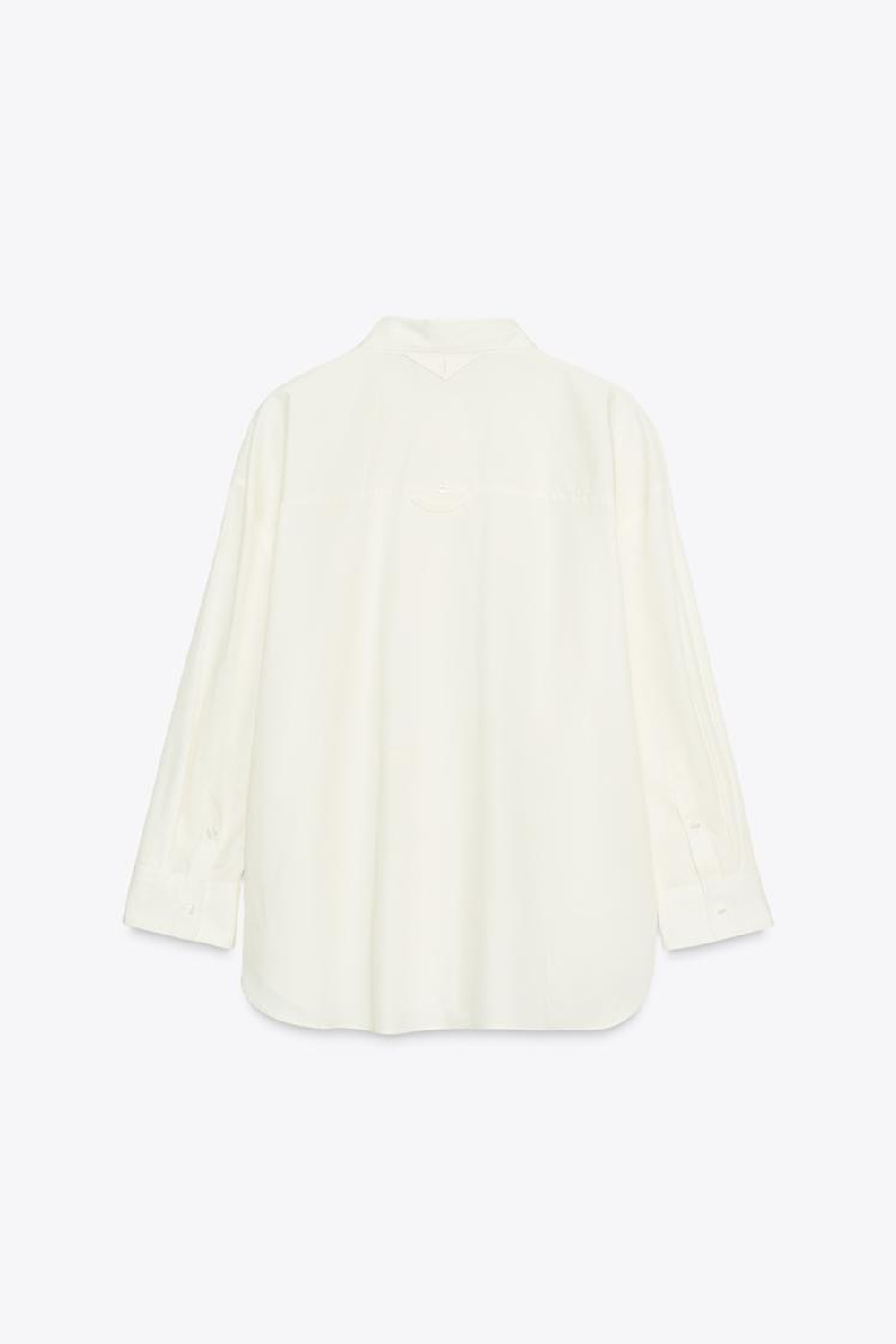 ZARA РУБАШКА ИЗ ПОПЛИНА, ЭКРЮ