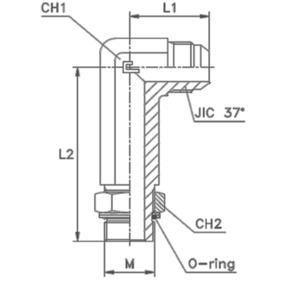 Штуцер FRM90 JIC 1.1/16 - 27x2 (удлин., o-ring)