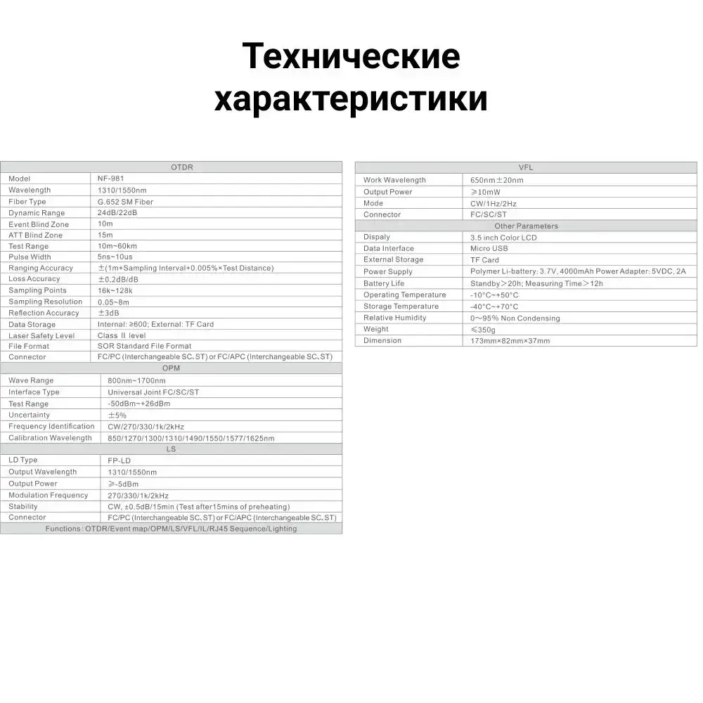 Кабельный тестер, оптический рефлектометр (OTDR) NOYAFA NF-981