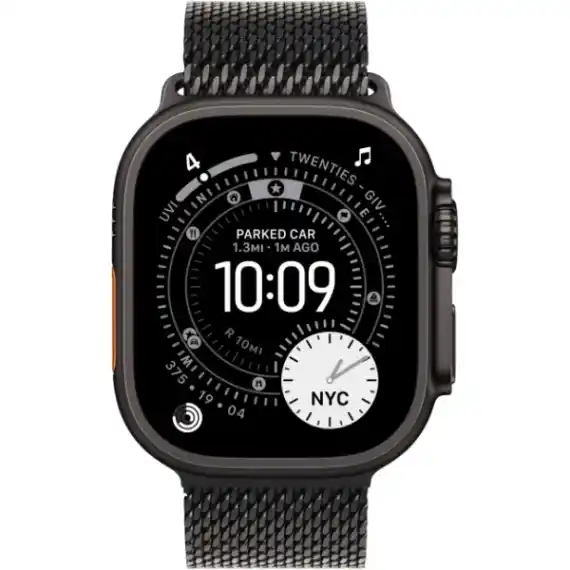 Apple Watch Ultra 3 (2025) GPS + Cellular, 49 мм, корпус из черного титана, ремешок Titanium Milanese Loop (M) цвета black (черный) MF1Q4