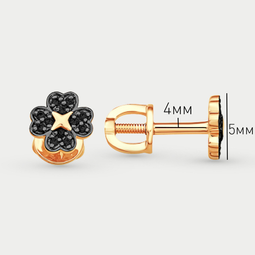 Серьги-пусеты женские из розового золота 585 пробы с фианитами (арт. С19213768)