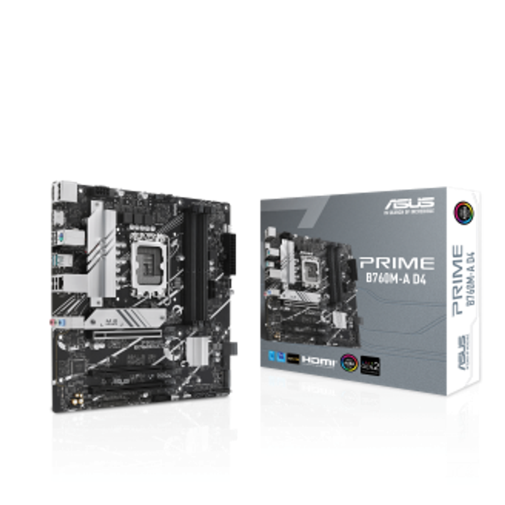 Сист.плата ASUS PRIME B760M-A WIFI, B760, 1700, 4xDIMM DDR5, 3xPCI-E x16, 2xM.2, SATA, DP, 2xHDMI, WIFI6, BOX