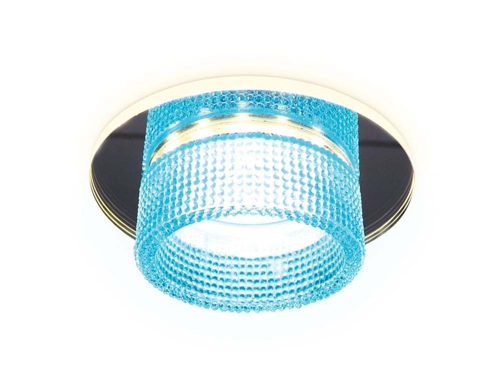 Встраиваемый точечный светильник TN351 CH/BL хром/голубой GU5.3+3W (LED COLD) D95*45