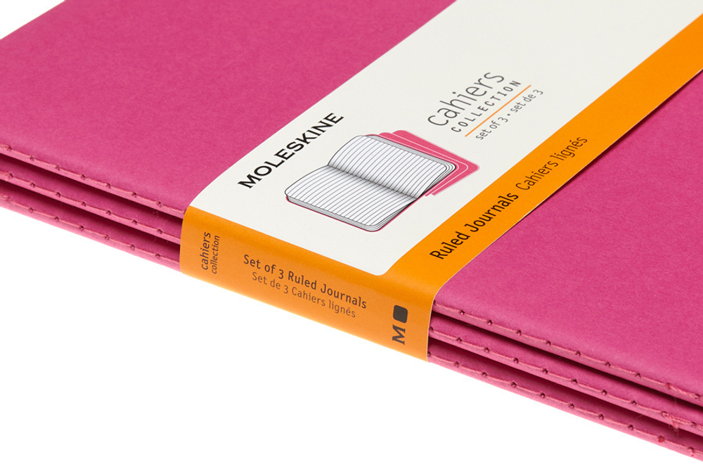 Набор из 3-х блокнотов в линейку Moleskine Cahier Journal (CH016D17) 13х21см, розовый (3шт)