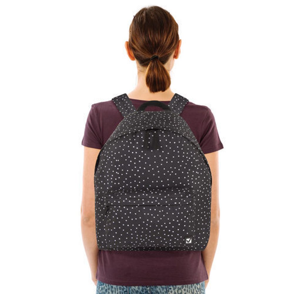 Рюкзак BRAUBERG, универсальный, сити-формат, черный в горошек, 20 литров, 41х32х14 см, 228845