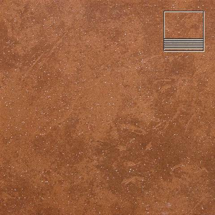 Stroeher - Keraplatte Roccia 841 rosso 300x294x10 артикул 8131 - Клинкерная ступень с насечками без угла