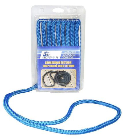 Плетеный швартовный конец "Мореман", 9,5 мм x 4,5 м, синий (10255147)