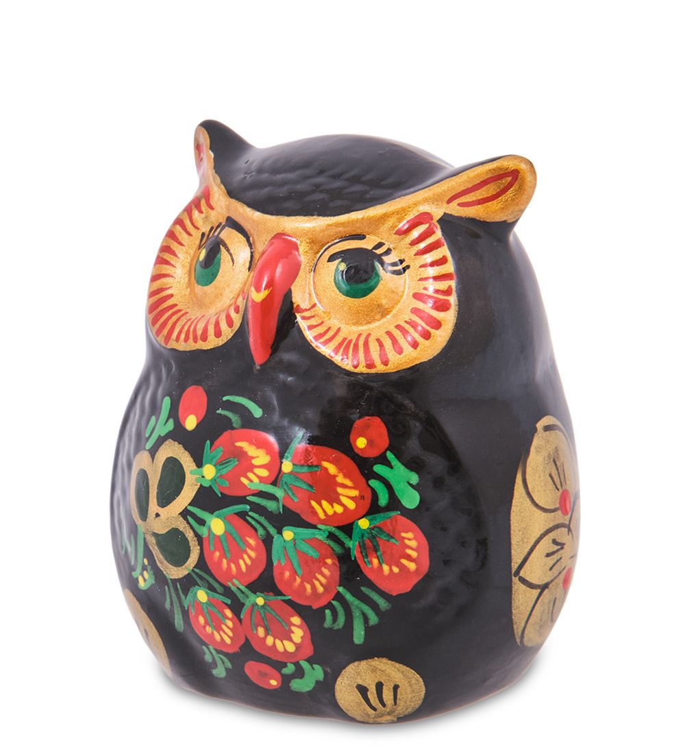 ГЛ- 960 Фигурка «Совенок» хохлома (Гжельский фарфор)
