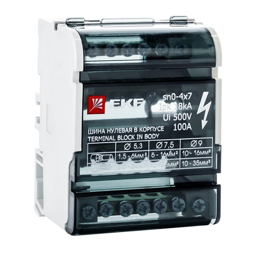 Модульный распределительный блок (кросс-модуль) 4х7 контактов 100A PROxima EKF sn0-4x7