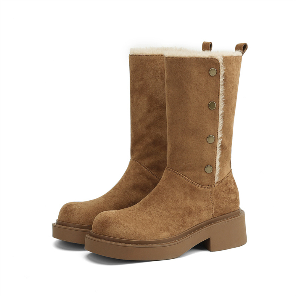 JOSINY Northeast Insulated Shoes Snowfield Outerwear, Knee High Boots Heel Height 4.8cm Women"s Camel