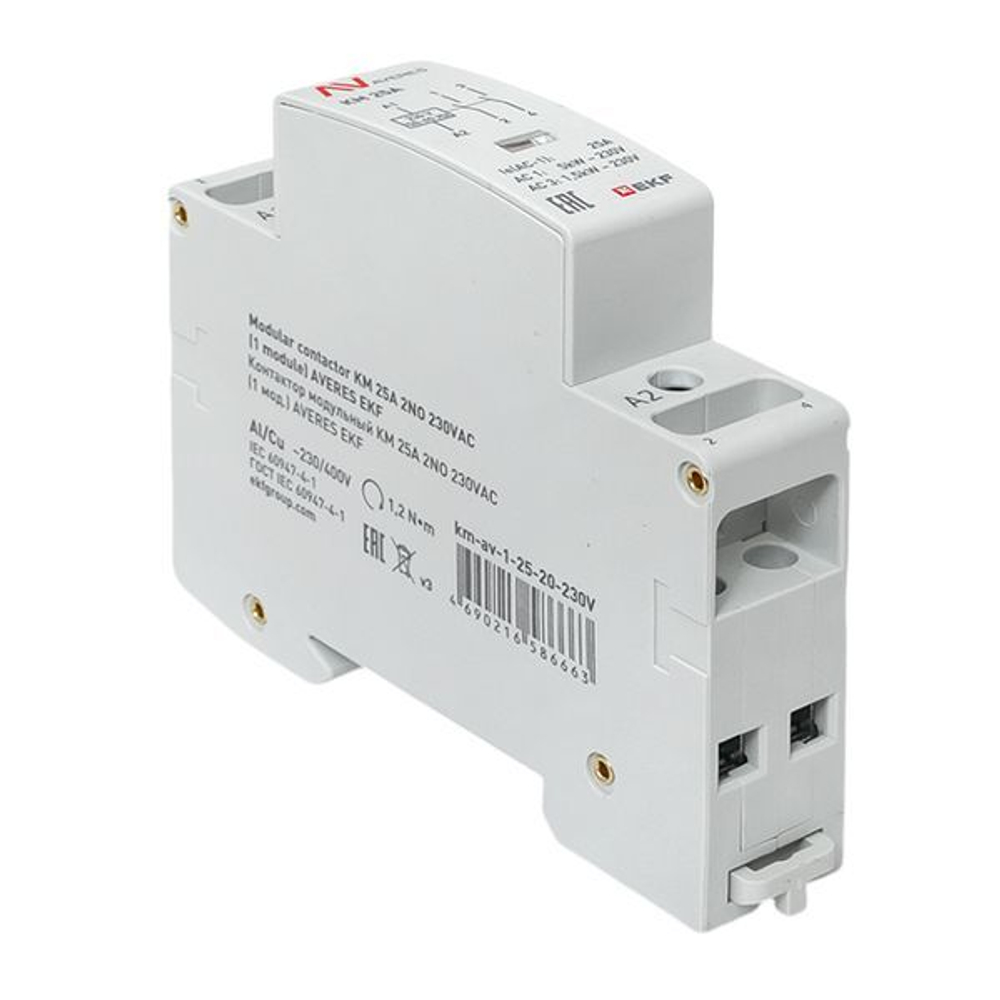 Контактор модульный EKF km-av-1-25-20-230V