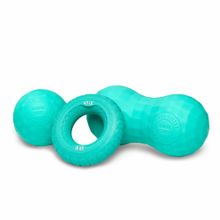 Набор из двух массажных мячей с кистевым эспандером бирюзовый