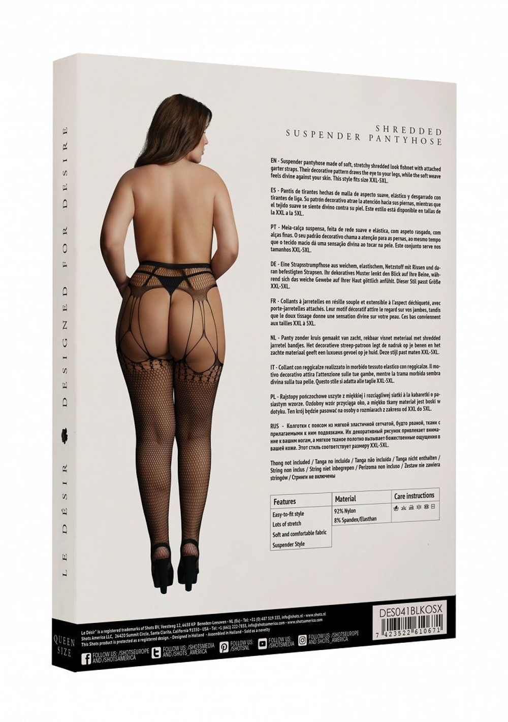 Стрип-панти Shredded Suspender Pantyhose (Размер: XL-XXL-XXXL) (Цвет: черный)