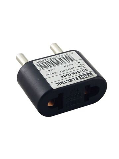 Переходник (тип CEE 7/17 - тип А/F) плоский 10А макс. 250В черный TDM (3шт)