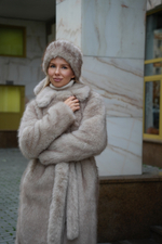 Шуба экомех «Бежевый перламутр»