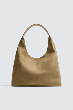 ZARA ОДНОТОННАЯ СУМКА-ШОПЕР, ПЕСОЧНО-КОРИЧНЕВЫЙ