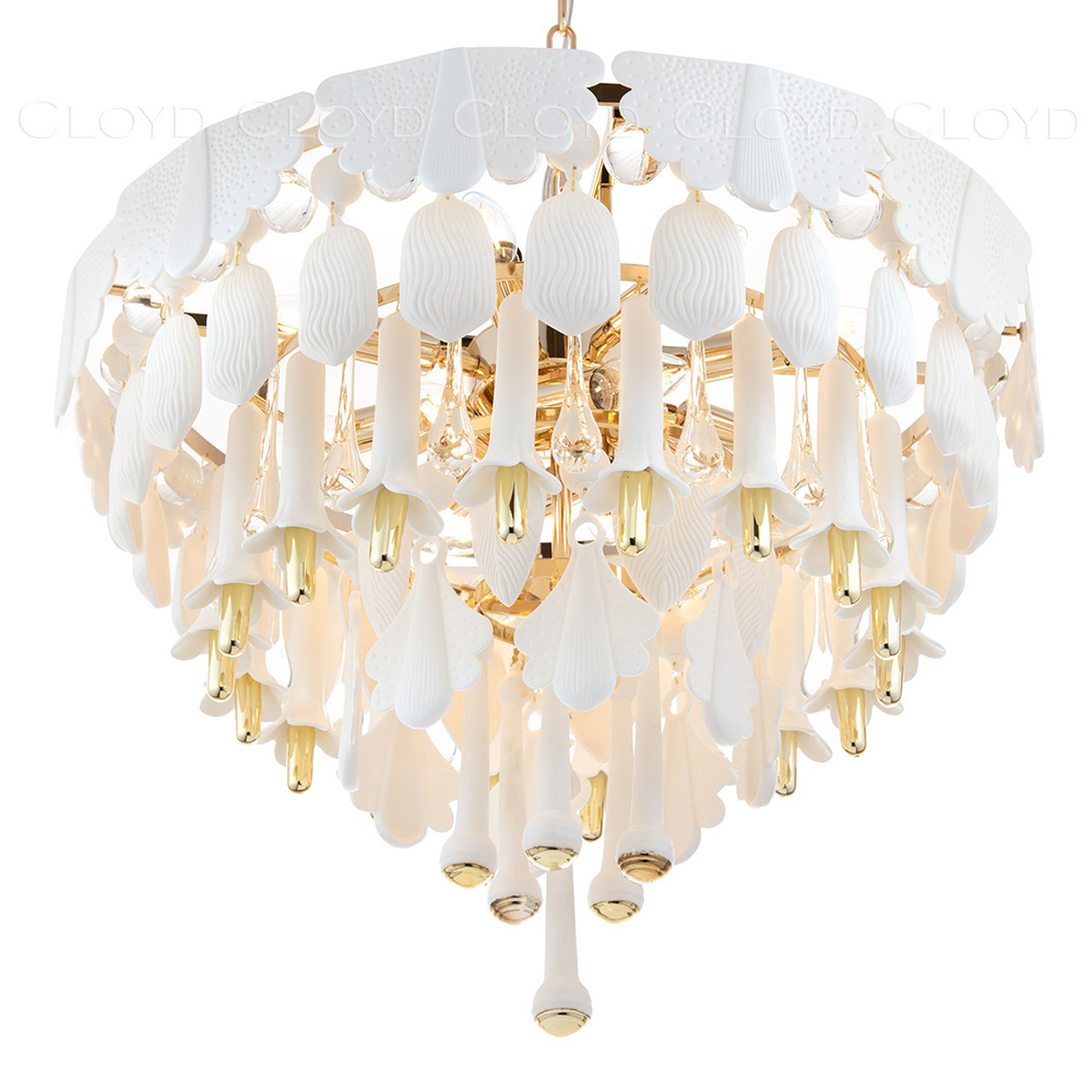 Люстра Cloyd PLINSE C12 / Ø61 см - керамика - золото (арт.11456)