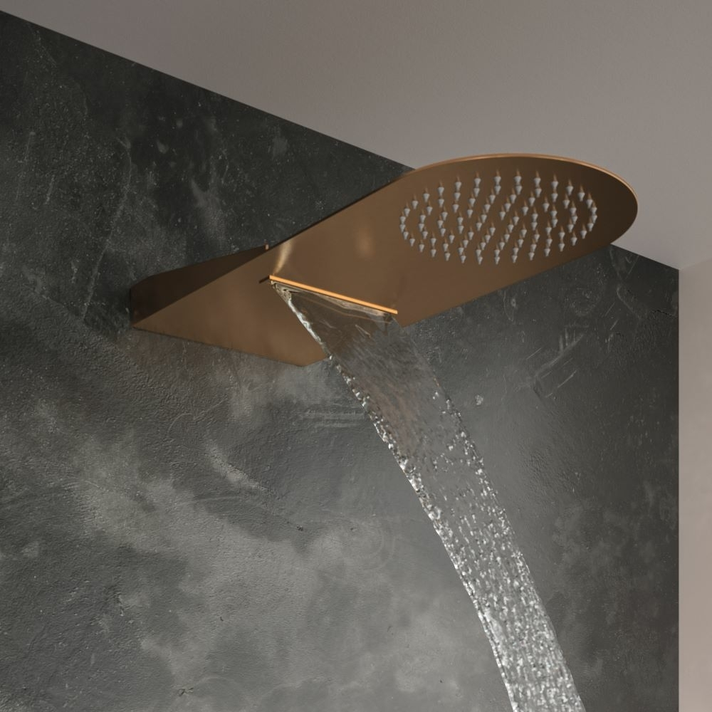 Излив душевой настенный водопад + тропический HYDROTHERAPY RCR02CUC медный