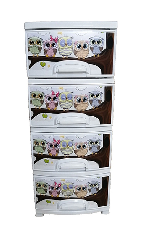 Комод ДЕКОР 4 ярус Совушки белый В95*Ш38*Г47