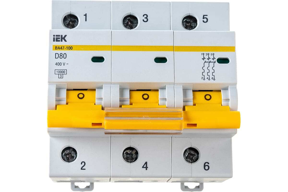 Автоматический выключатель ВА47-100 3Р 80А 10кА D IEK