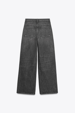 ZARA ДЖИНСЫ TRF WIDE LEG С ПЕРЕКРЕСТНОЙ ТАЛИЕЙ И ВЫСОКОЙ ПОСАДКОЙ, ЧЕРНЫЙ