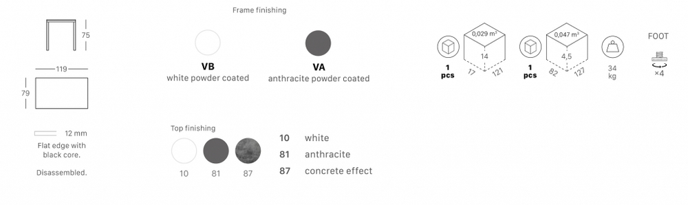 Стол ламинированный Scab Design Mirto, белый, антрацит