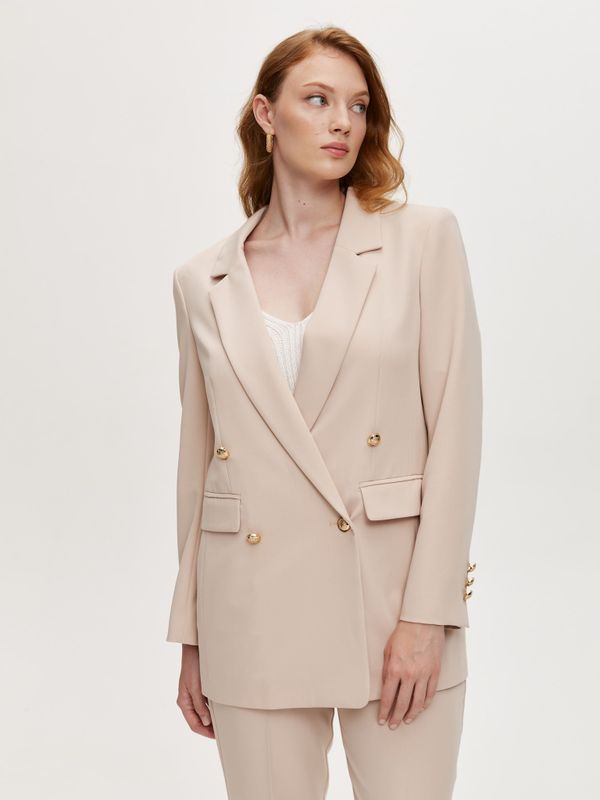 Жакет двубортный, светло-бежевый