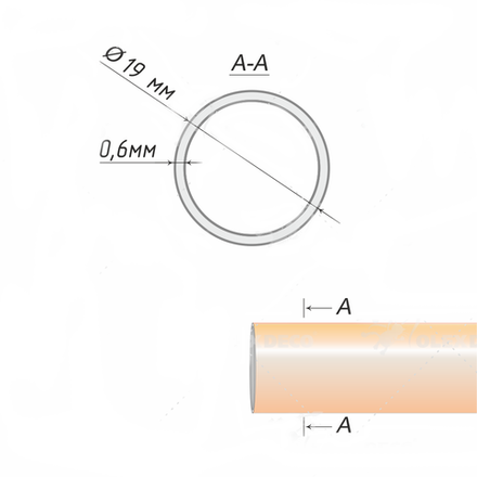 Труба круглая металлическая d19 мм, цвет шоколад