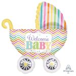 G Шар фигура 31" Jumbo Baby Brights Carriage Balloon коляска разноцветная 28"/71cm W x 31"/78cm H (БГ-)