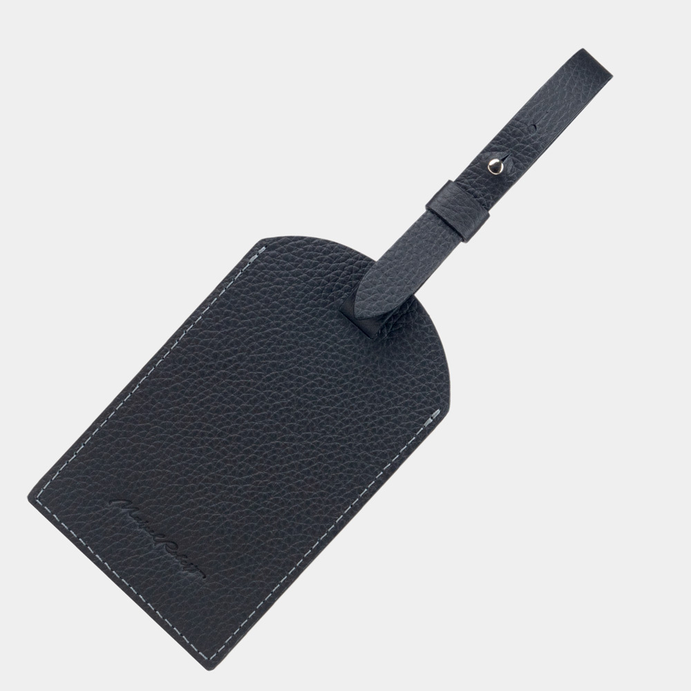 Багажная бирка из кожи теленка, черного цвета