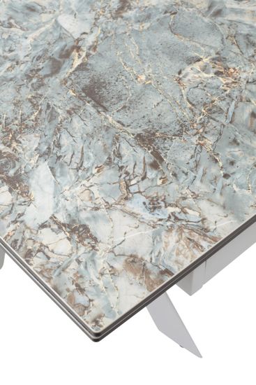 Стол BELLUNO 160 KL-170 MALACHITE, итальянская керамика/ белый каркас