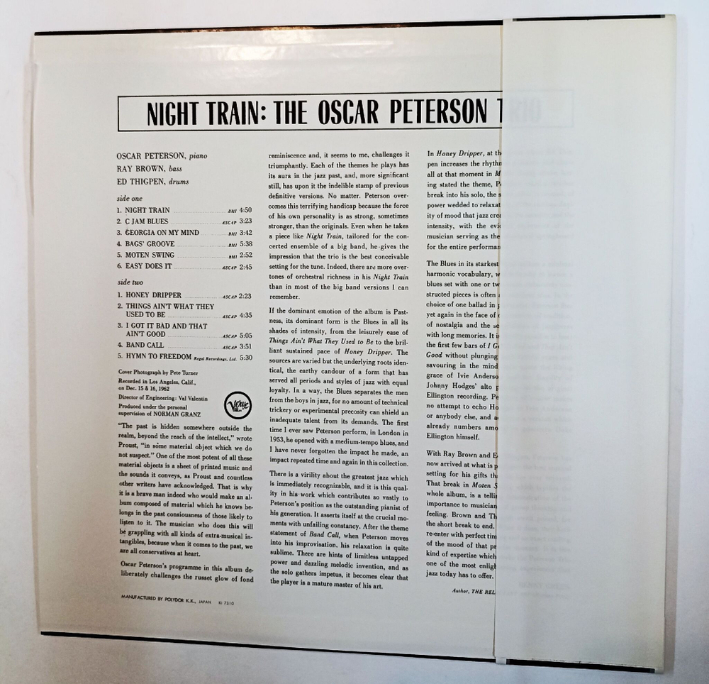 Винтажная виниловая пластинка LP The Oscar Peterson Trio Night Train (Japan 1973)