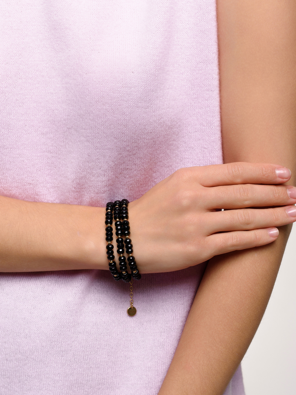 Браслет "Black night" из черного агата Gold