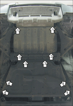 Защита картера Двигателя, КПП. 3 мм, Сталь. для Mitsubishi Pajero IV 2012-2020, Mitsubishi Pajero IV 2006-2012 MOTODOR.11320