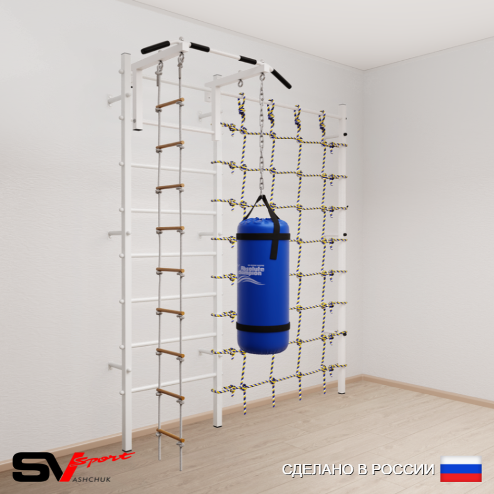 Шведская стенка Sv Sport 51130 (Турник стандарт/Лестница/Цепь/Мешок 30кг/Канатный лаз)
