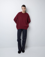 Джемпер из смесового кашемира с круглым вырезом бордо