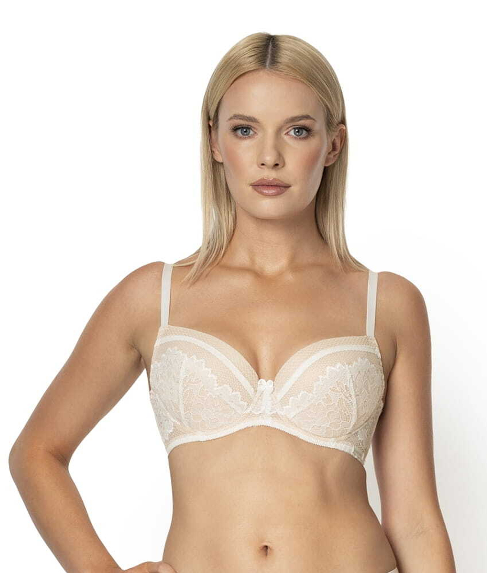 Пуш-ап бюстгальтер с ажуром на чашках (Размер: 70F) (Цвет: черный)