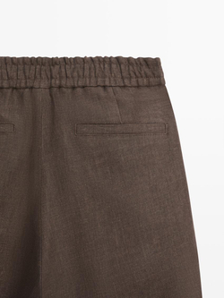 Massimo Dutti Льняные брюки с эффект потертости, охра