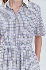 Платье в клетку  из итальянского хлопка с белым воротником